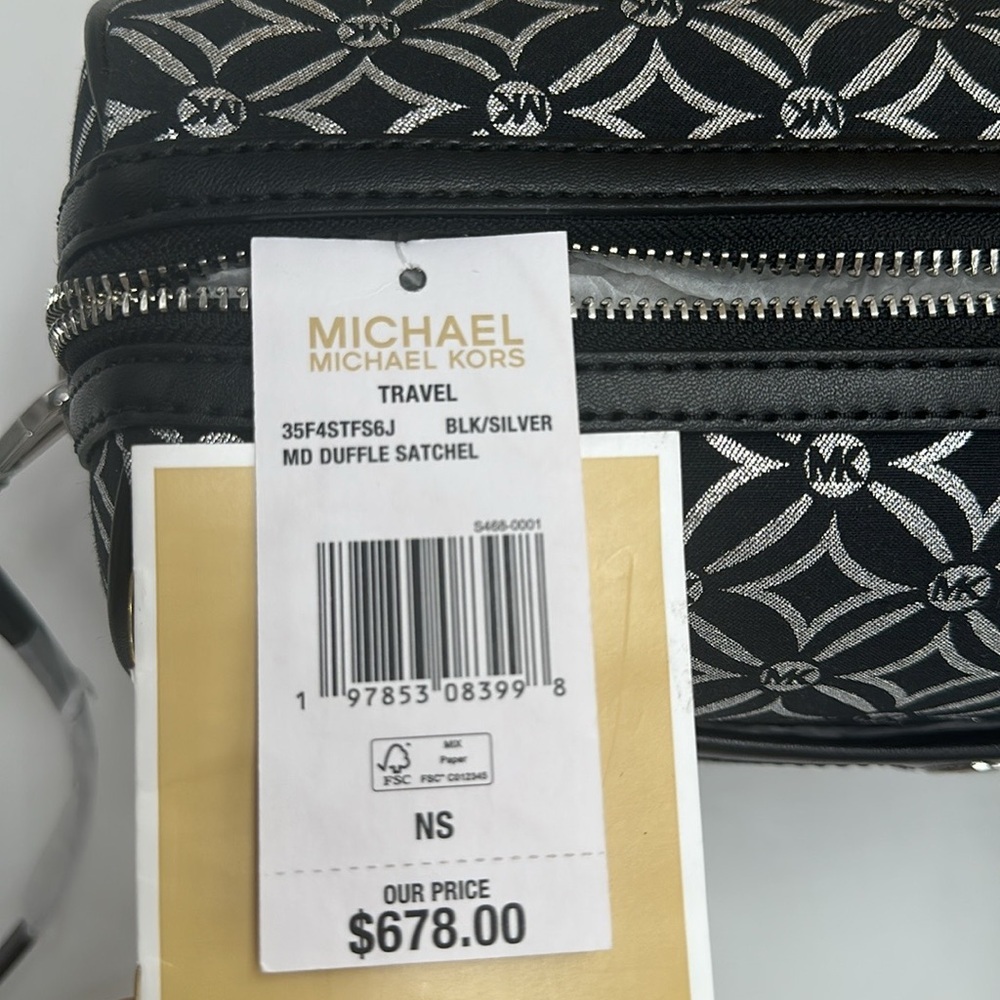 MICHAEL KORS JST TRAVEL MEDIUM DUFFLE SATCHEL SHOULDER CROSSBODY BAG MK BLACK - Picture 13 of 13